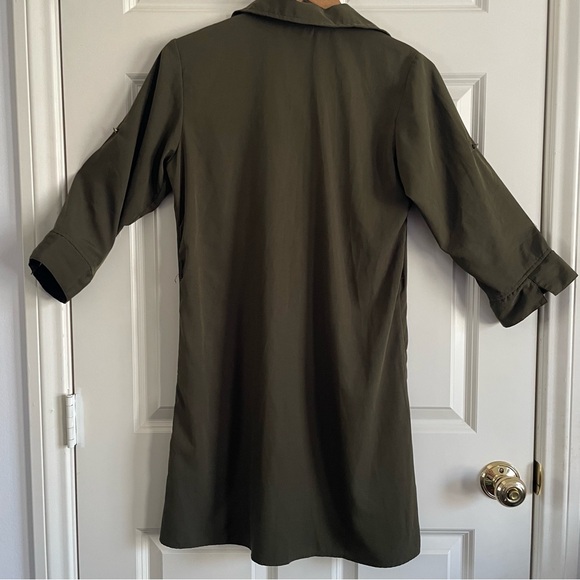 Speed Control Olive Green Shirt Dress 3/4 sleeves - Picture 3 of 7